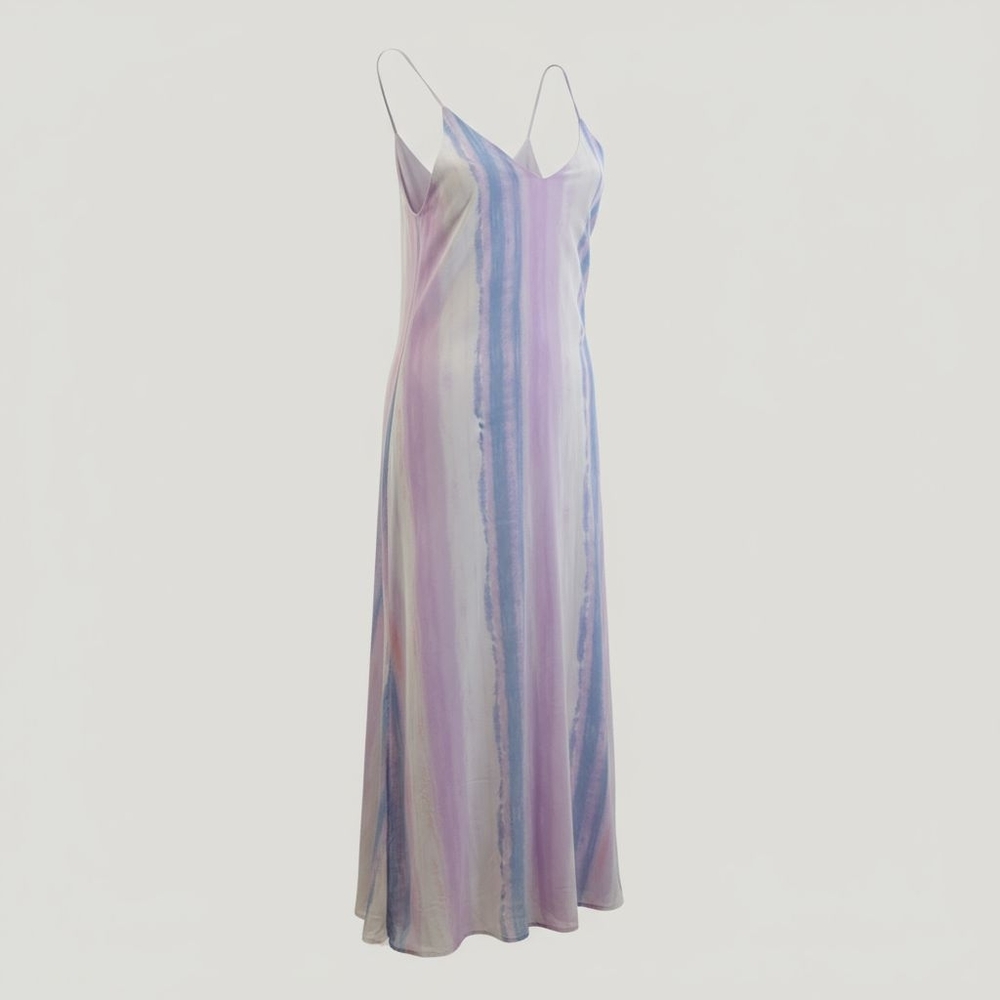 Aura Adrienne Womans Long Water Color Slip Dress Size Small